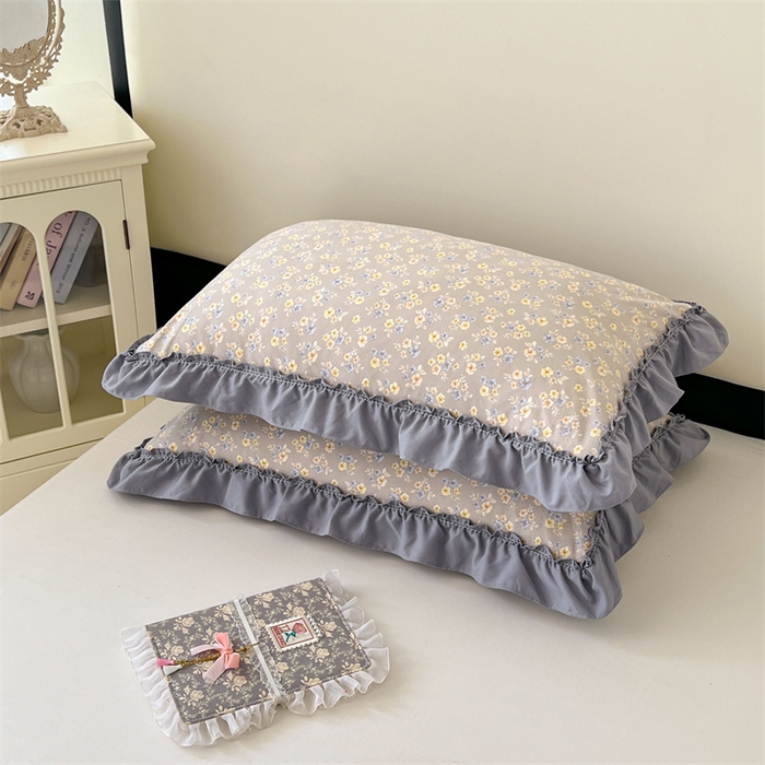 91家纺网 家纺一手货源 找家纺 梦舒羽 2026新款A类云朵棉法式压花边枕套宿舍单人单只一只装枕芯48x74cm内胆套 莫奈花园（法式压花边）