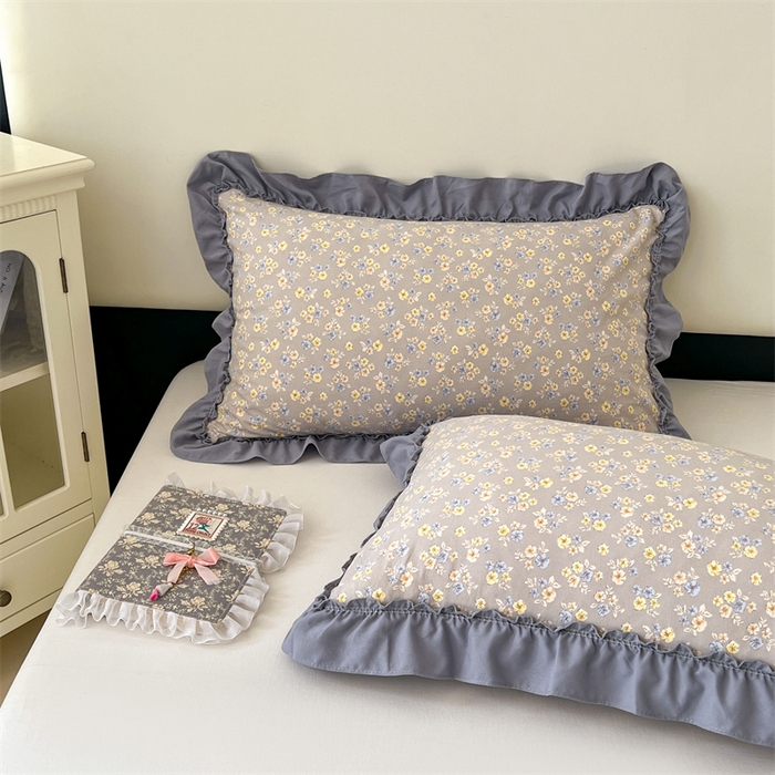 91家纺网 家纺一手货源 找家纺 梦舒羽 2026新款A类云朵棉法式压花边枕套宿舍单人单只一只装枕芯48x74cm内胆套 莫奈花园（法式压花边）