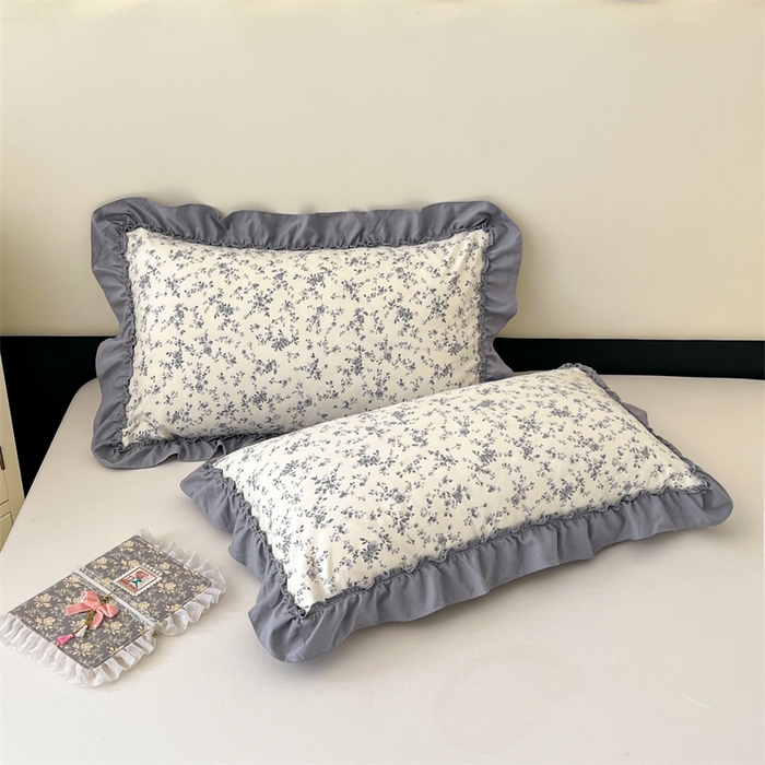 91家纺网 家纺一手货源 找家纺 梦舒羽 2026新款A类云朵棉法式压花边枕套宿舍单人单只一只装枕芯48x74cm内胆套 忆江南（法式压花边）
