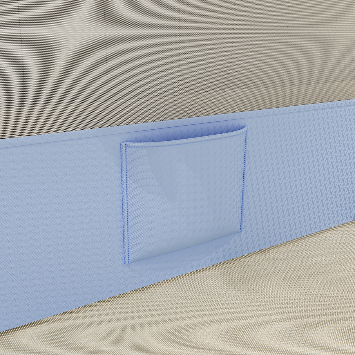 91家纺网 家纺一手货源 找家纺 千逸虹 2026新款外穿U型三开门坐床蚊帐 蓝