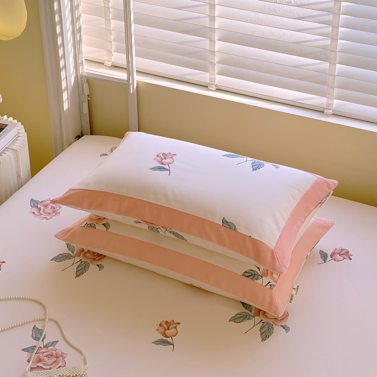 91家纺网 家纺一手货源 找家纺 春皖家纺 2026新款全棉老粗布工艺款单枕套枕套单件 春晓米