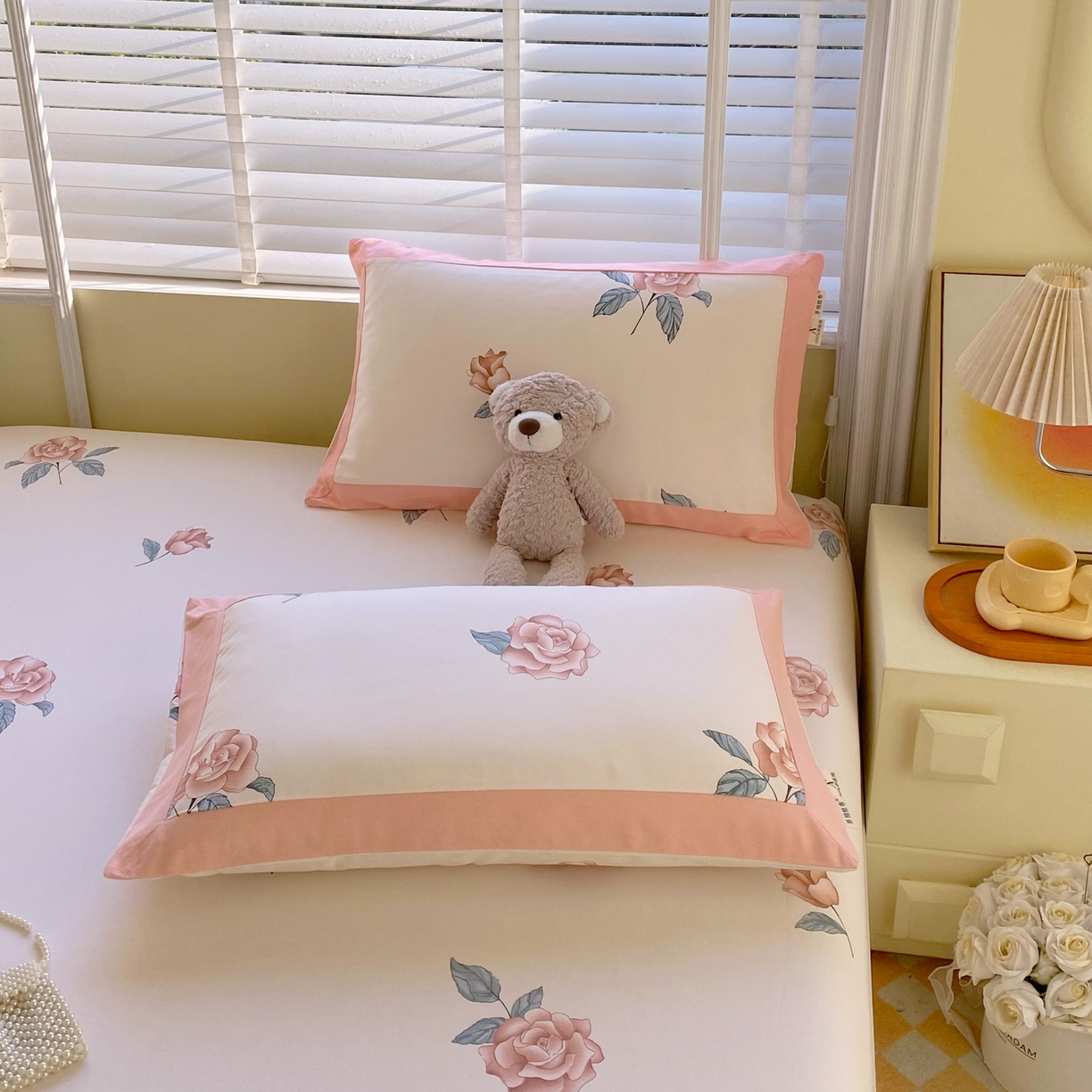 91家纺网 家纺一手货源 找家纺 春皖家纺 2026新款全棉老粗布工艺款单枕套枕套单件 春晓米