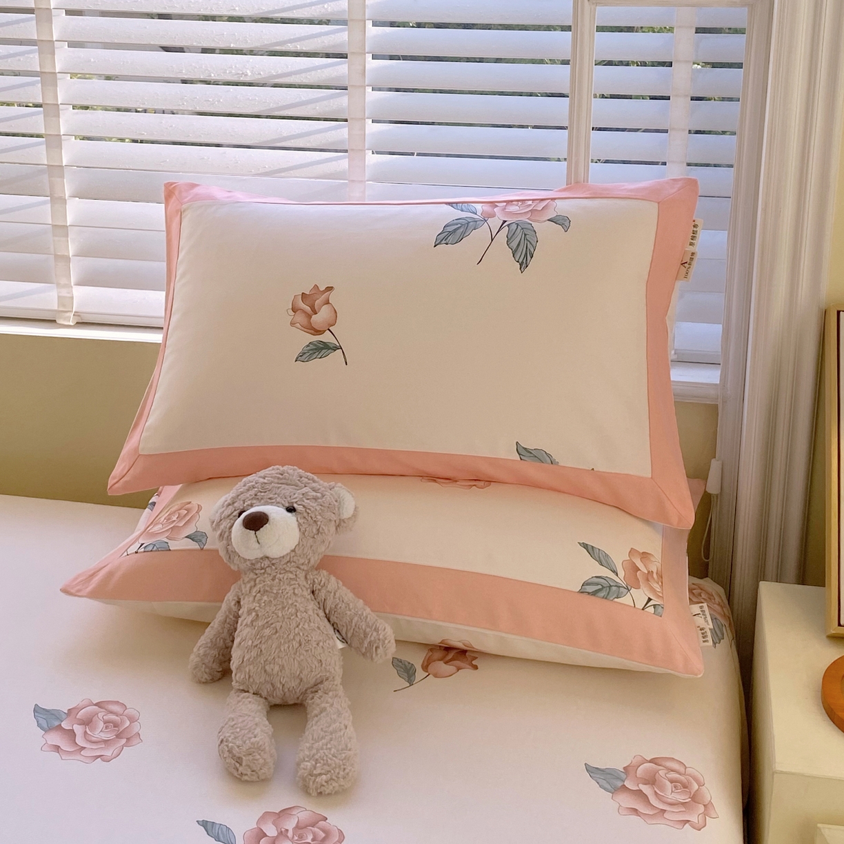 91家纺网 家纺一手货源 找家纺 春皖家纺 2026新款全棉老粗布工艺款单枕套枕套单件 春晓米