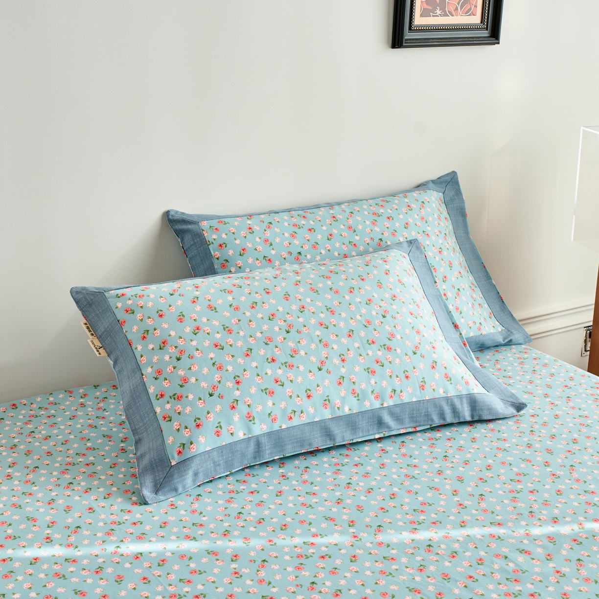 春皖家纺 2026新款全棉老粗布工艺款单枕套枕套单件 春意浓