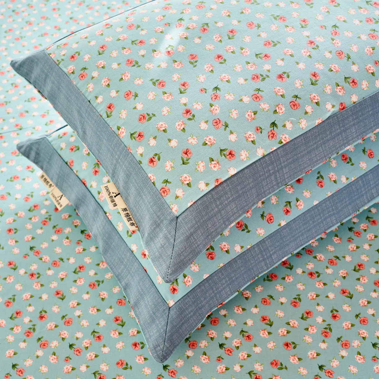 91家纺网 家纺一手货源 找家纺 春皖家纺 2026新款全棉老粗布工艺款单枕套枕套单件 春意浓