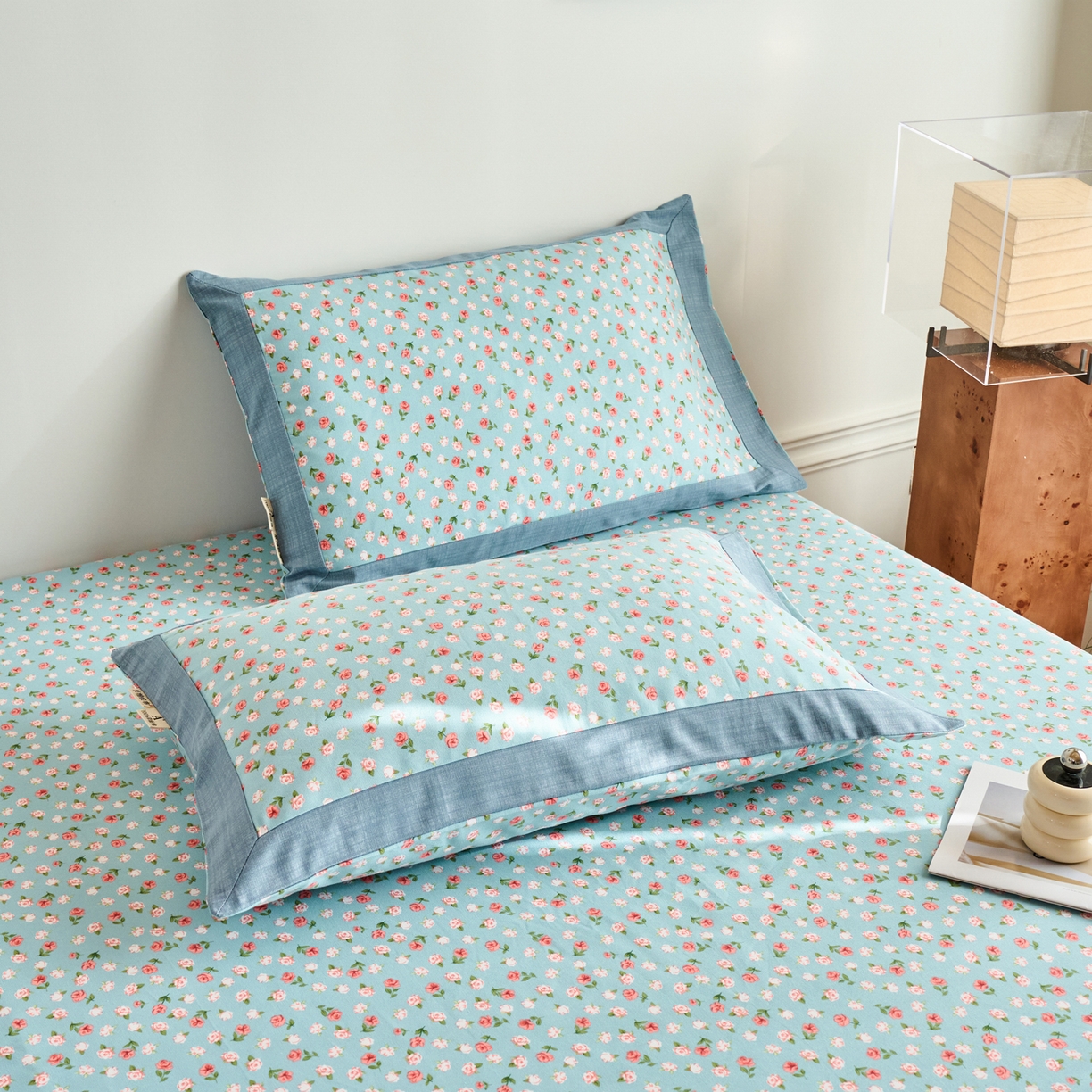 91家纺网 家纺一手货源 找家纺 春皖家纺 2026新款全棉老粗布工艺款单枕套枕套单件 春意浓