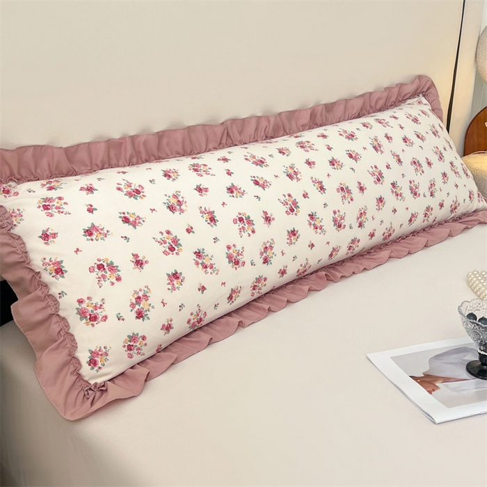 91家纺网 家纺一手货源 找家纺 梦舒羽 2026新款A类云朵棉法式压花边枕套加长双人情侣1.8米枕芯内胆套1.5m枕头套 粉韵倾城（法式压花边）