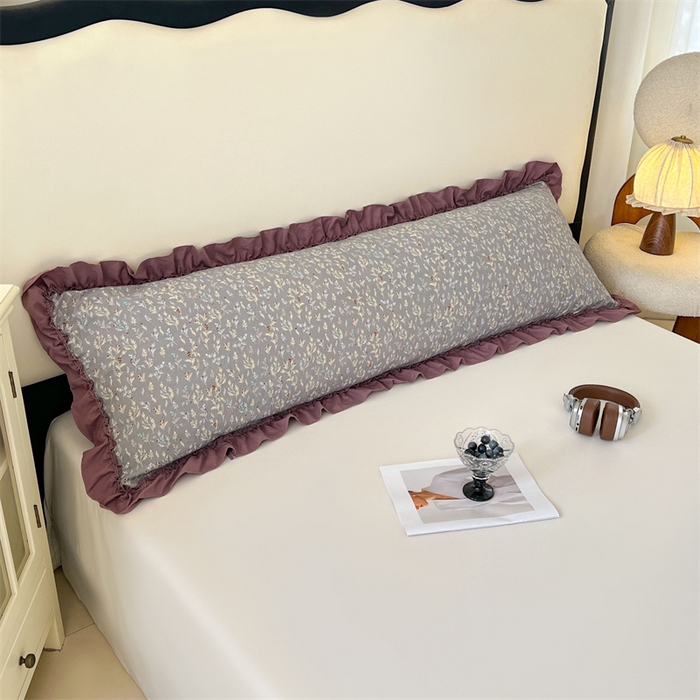 91家纺网 家纺一手货源 找家纺 梦舒羽 2026新款A类云朵棉法式压花边枕套加长双人情侣1.8米枕芯内胆套1.5m枕头套 叶之间（法式压花边）