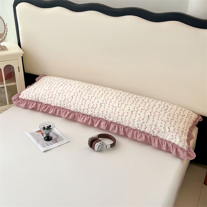 91家纺网 家纺一手货源 找家纺 梦舒羽 2026新款A类云朵棉法式压花边枕套加长双人情侣1.8米枕芯内胆套1.5m枕头套 优雅恋人（法式压花边）