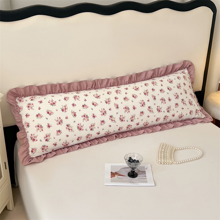 91家纺网 家纺一手货源 找家纺 梦舒羽 2026新款A类云朵棉法式压花边枕套加长双人情侣1.8米枕芯内胆套1.5m枕头套 粉韵倾城（法式压花边）