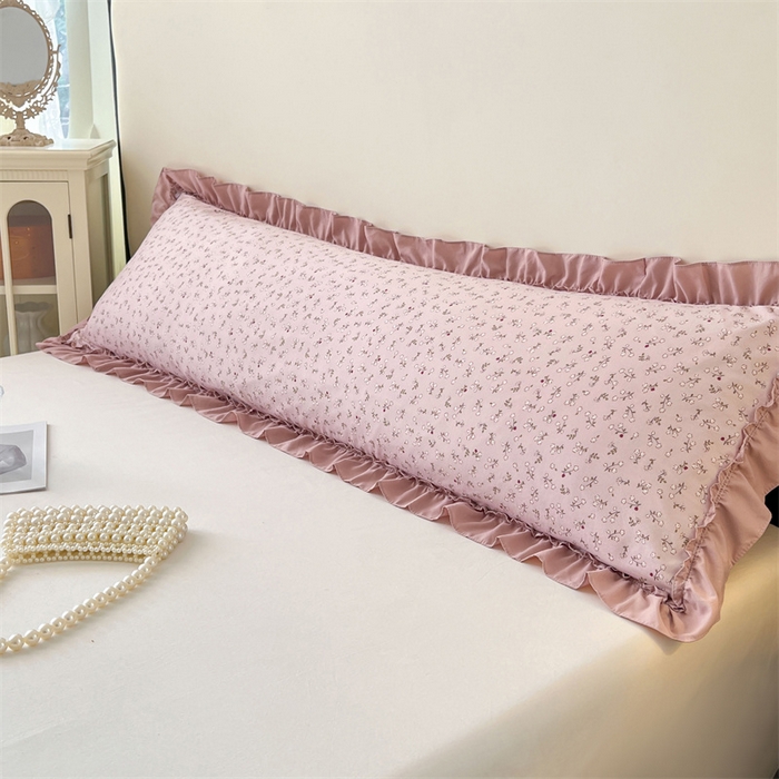 91家纺网 家纺一手货源 找家纺 梦舒羽 2026新款A类云朵棉法式压花边枕套加长双人情侣1.8米枕芯内胆套1.5m枕头套 花之恋-粉（法式压花边）