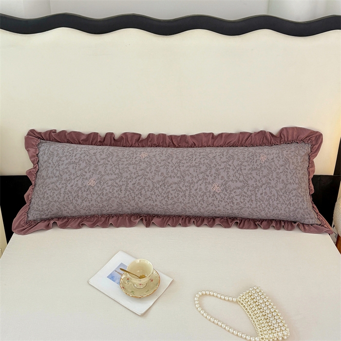 91家纺网 家纺一手货源 找家纺 梦舒羽 2026新款A类云朵棉法式压花边枕套加长双人情侣1.8米枕芯内胆套1.5m枕头套 墨染芳华（法式压花边）