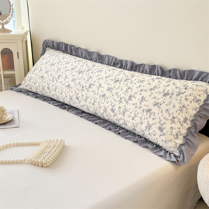 91家纺网 家纺一手货源 找家纺 梦舒羽 2026新款A类云朵棉法式压花边枕套加长双人情侣1.8米枕芯内胆套1.5m枕头套 忆江南（法式压花边）