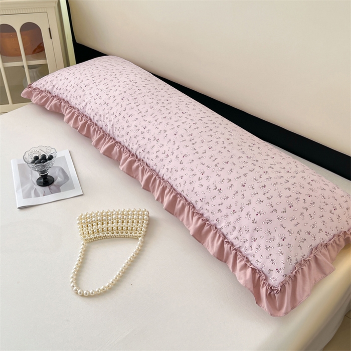 91家纺网 家纺一手货源 找家纺 梦舒羽 2026新款A类云朵棉法式压花边枕套加长双人情侣1.8米枕芯内胆套1.5m枕头套 花之恋-粉（法式压花边）