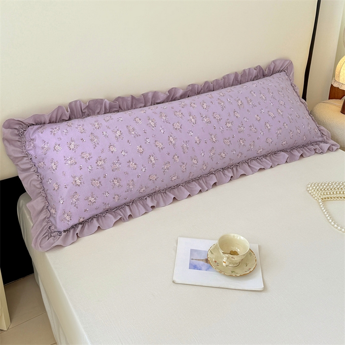 91家纺网 家纺一手货源 找家纺 梦舒羽 2026新款A类云朵棉法式压花边枕套加长双人情侣1.8米枕芯内胆套1.5m枕头套 紫倾心（法式压花边）