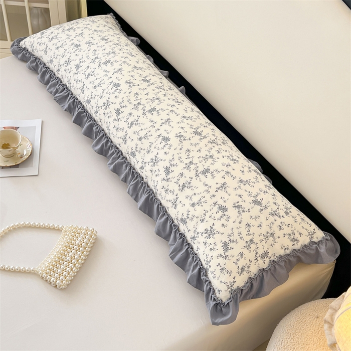 91家纺网 家纺一手货源 找家纺 梦舒羽 2026新款A类云朵棉法式压花边枕套加长双人情侣1.8米枕芯内胆套1.5m枕头套 忆江南（法式压花边）