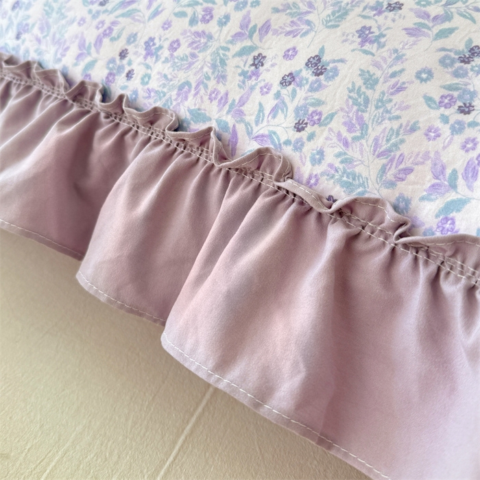 91家纺网 家纺一手货源 找家纺 梦舒羽 2026新款A类云朵棉法式压花边枕套加长双人情侣1.8米枕芯内胆套1.5m枕头套 浅影摇曳-紫（法式压花边）