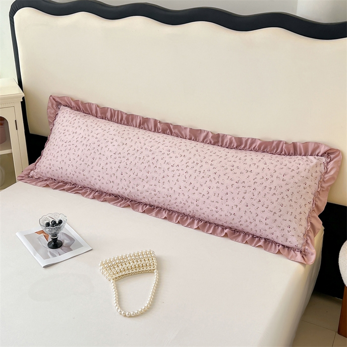 91家纺网 家纺一手货源 找家纺 梦舒羽 2026新款A类云朵棉法式压花边枕套加长双人情侣1.8米枕芯内胆套1.5m枕头套 花之恋-粉（法式压花边）