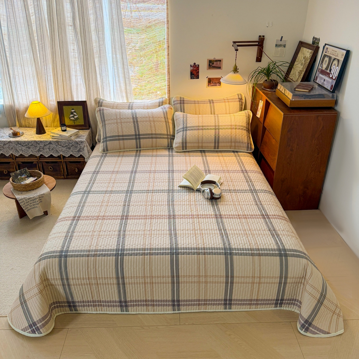 优雅星家纺 2026新款A类小清新四季可用学生宿舍床单  单件夹棉炕盖床盖炕毯三件套（长期有货） 格调