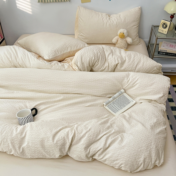 91家纺网 家纺一手货源 找家纺 （总）贝拉梦家纺 2026新款高克重高品质A类超软糯泡芙纱纯色四件套