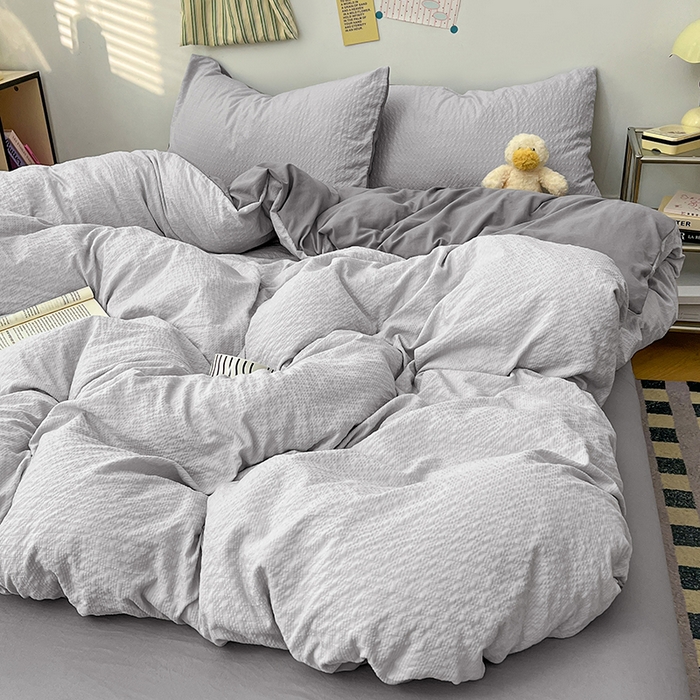 91家纺网 家纺一手货源 找家纺 （总）贝拉梦家纺 2026新款高克重高品质A类超软糯泡芙纱纯色四件套