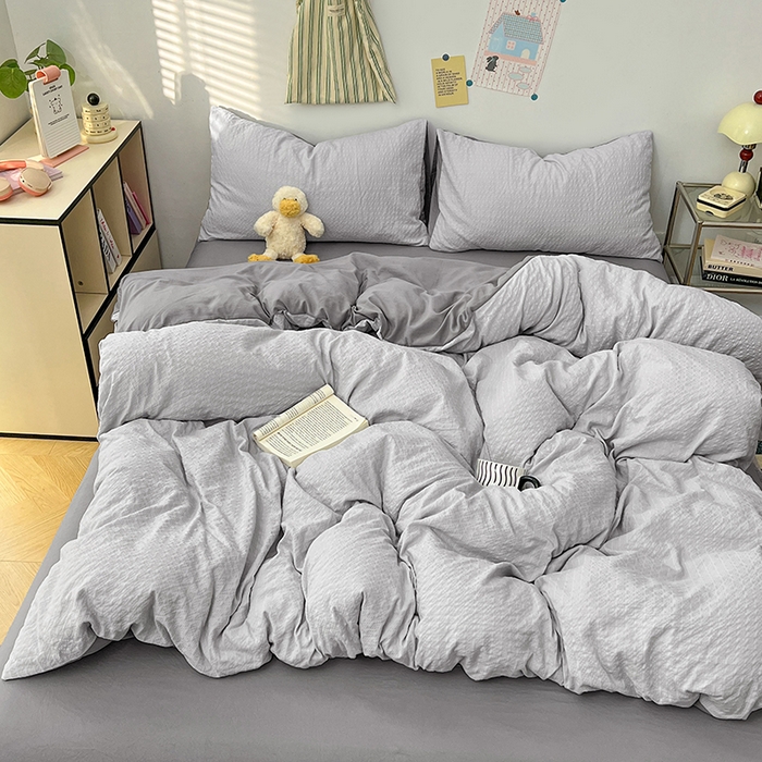 91家纺网 家纺一手货源 找家纺 （总）贝拉梦家纺 2026新款高克重高品质A类超软糯泡芙纱纯色四件套