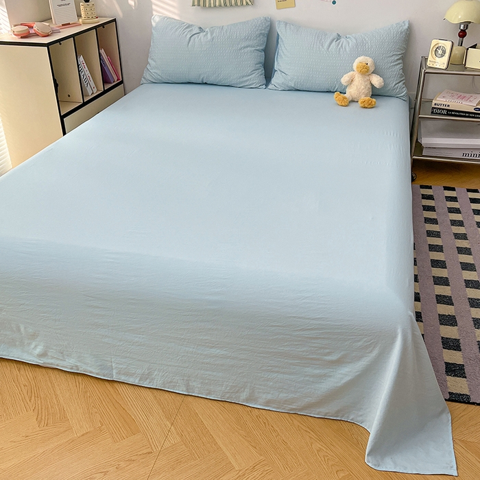 91家纺网 家纺一手货源 找家纺 贝拉梦家纺 2026新款高克重高品质A类超软糯泡芙纱纯色四件套 晴空小方