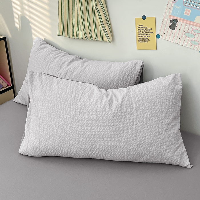 91家纺网 家纺一手货源 找家纺 贝拉梦家纺 2026新款高克重高品质A类超软糯泡芙纱纯色四件套 灰雾泡芙