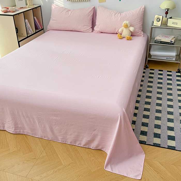 91家纺网 家纺一手货源 找家纺 贝拉梦家纺 2026新款高克重高品质A类超软糯泡芙纱纯色四件套 樱花气泡