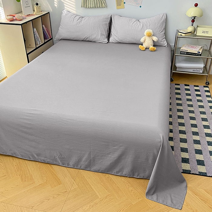 91家纺网 家纺一手货源 找家纺 贝拉梦家纺 2026新款高克重高品质A类超软糯泡芙纱纯色四件套 灰雾泡芙