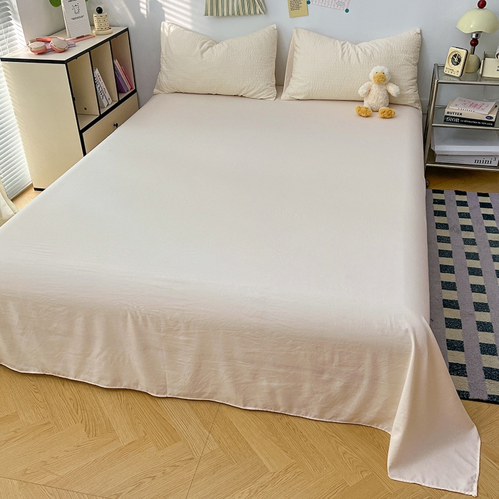 91家纺网 家纺一手货源 找家纺 贝拉梦家纺 2026新款高克重高品质A类超软糯泡芙纱纯色四件套 糯糯奶盖