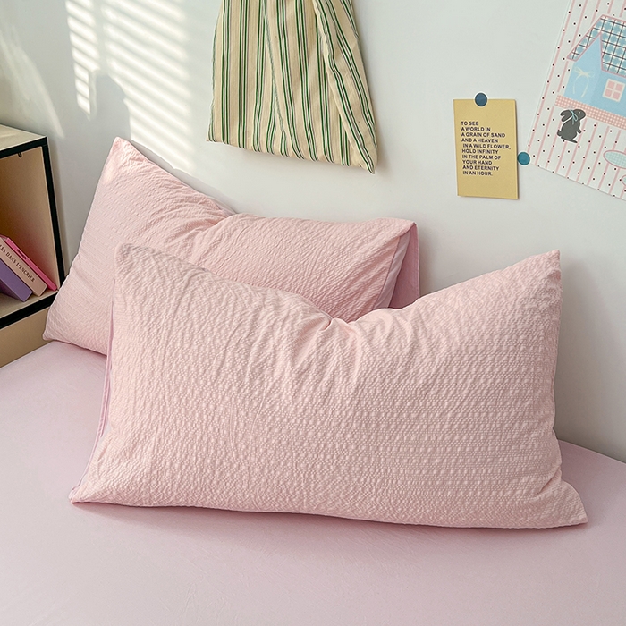 91家纺网 家纺一手货源 找家纺 贝拉梦家纺 2026新款高克重高品质A类超软糯泡芙纱纯色四件套 樱花气泡