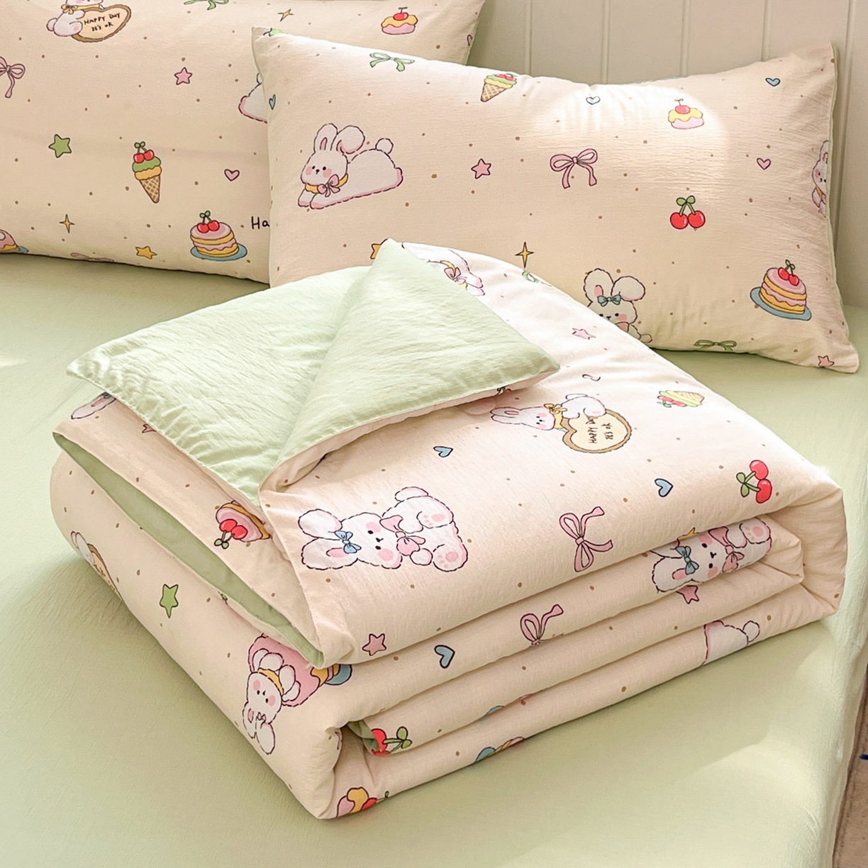 91家纺网 家纺一手货源 找家纺 （总）盛秋家纺 2026新款皱皱纱印花夏被-萝拉