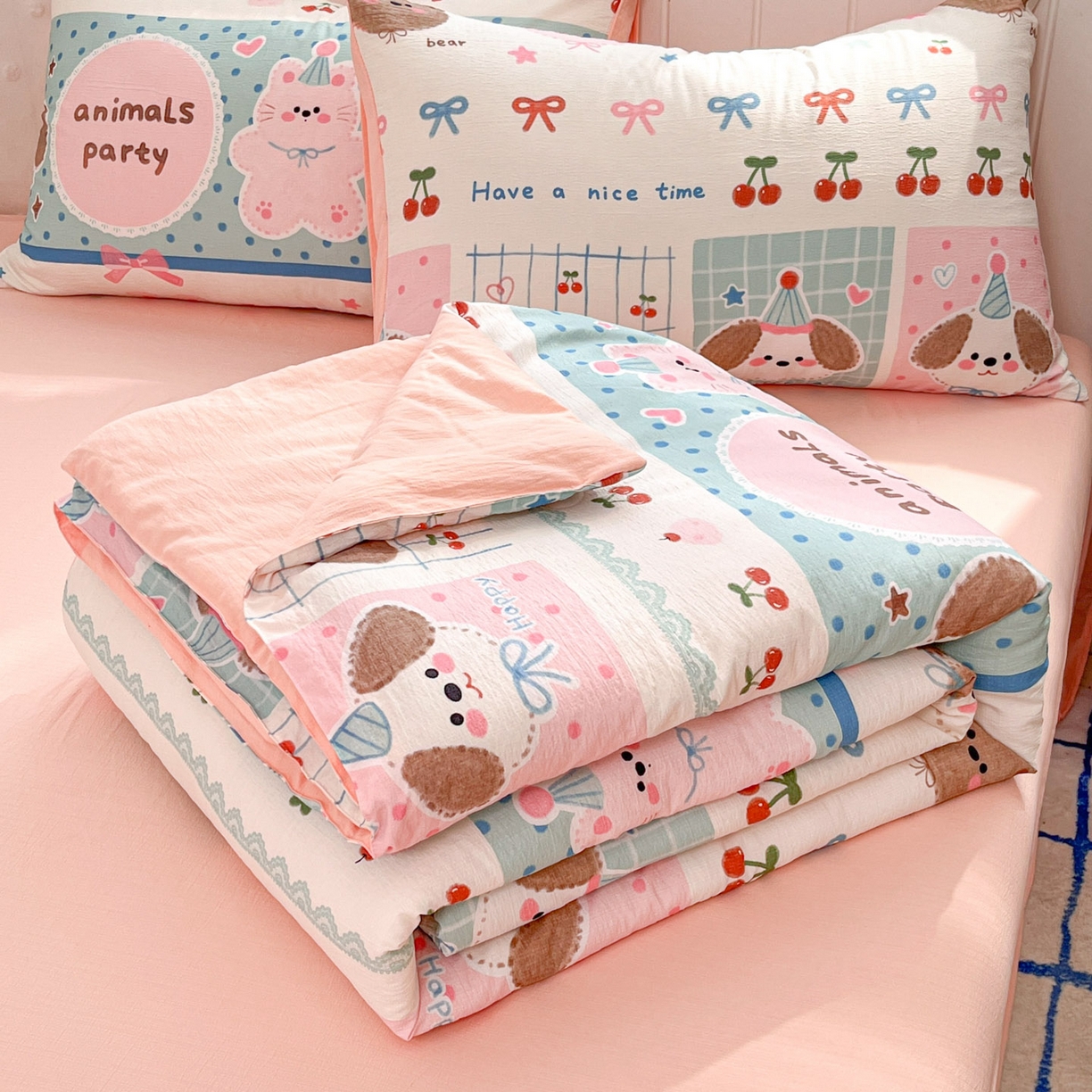 91家纺网 家纺一手货源 找家纺 （总）盛秋家纺 2026新款皱皱纱印花夏被-萝拉