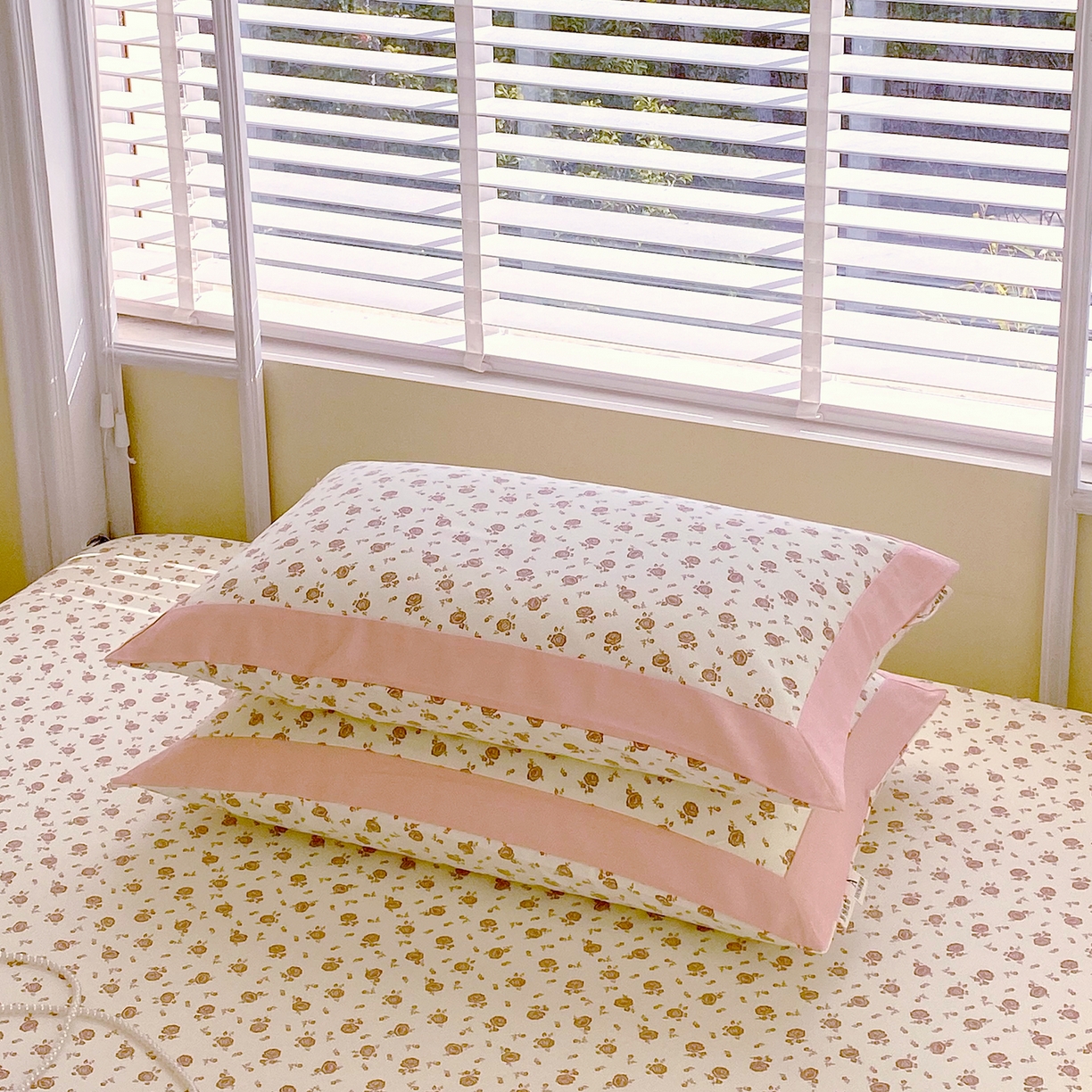 91家纺网 家纺一手货源 找家纺 春皖家纺 2026新款全棉老粗布工艺款单枕套枕套单件 玫瑰情