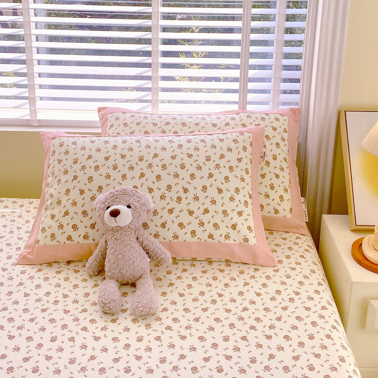 91家纺网 家纺一手货源 找家纺 春皖家纺 2026新款全棉老粗布工艺款单枕套枕套单件 玫瑰情