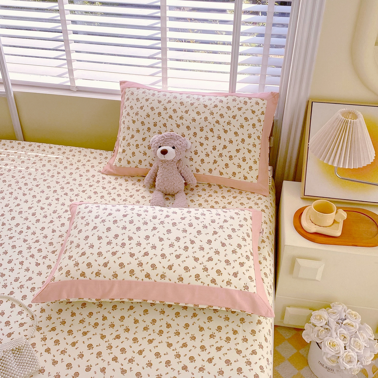 91家纺网 家纺一手货源 找家纺 春皖家纺 2026新款全棉老粗布工艺款单枕套枕套单件 玫瑰情