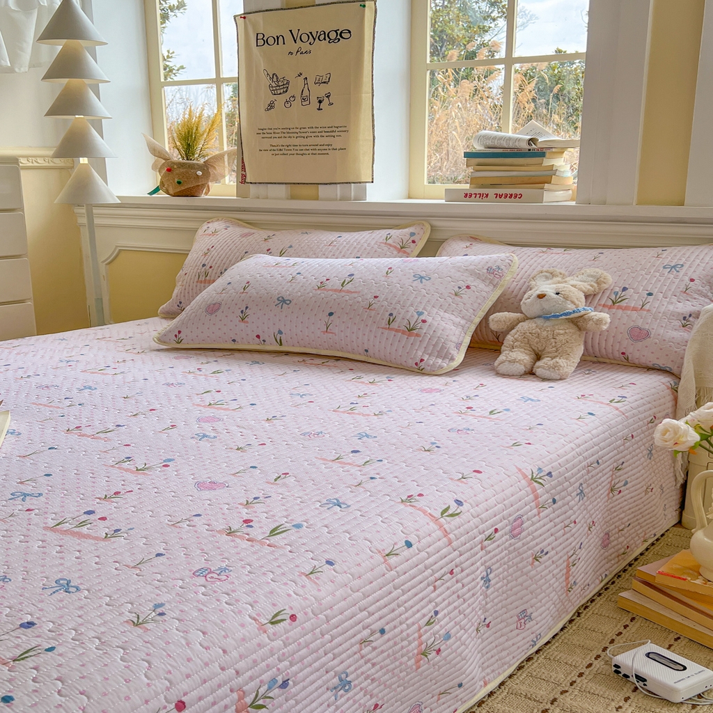 91家纺网 家纺一手货源 找家纺 优雅星家纺 2026新款A类小清新四季可用学生宿舍床单  单件夹棉炕盖床盖炕毯三件套（长期有货） 觅香