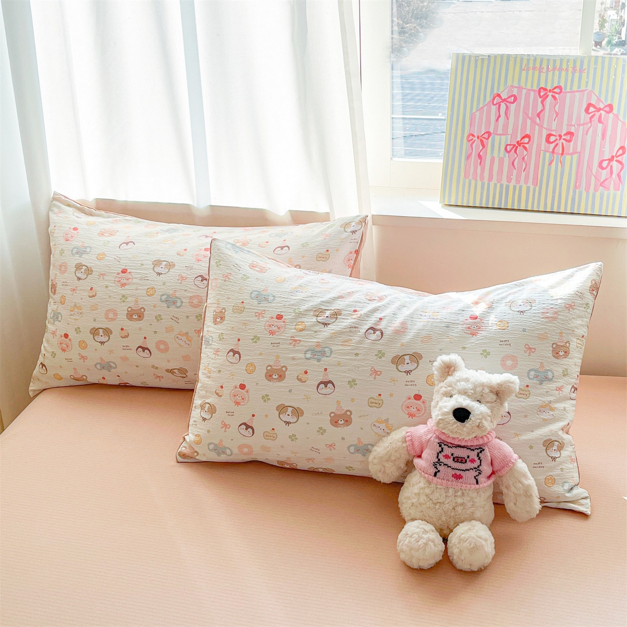 91家纺网 家纺一手货源 找家纺 盛秋家纺 2026新款皱皱纱印花夏被-萝拉 麻薯团+米驼