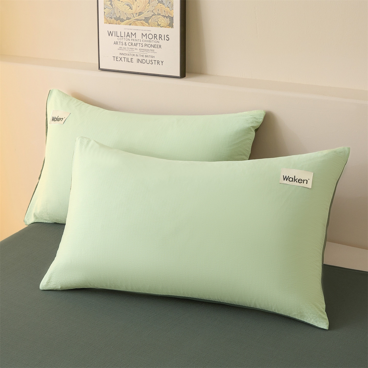 91家纺网 家纺一手货源 找家纺 盛秋家纺 2026新款皱皱纱贴标夏被-杰克 清新绿+军绿