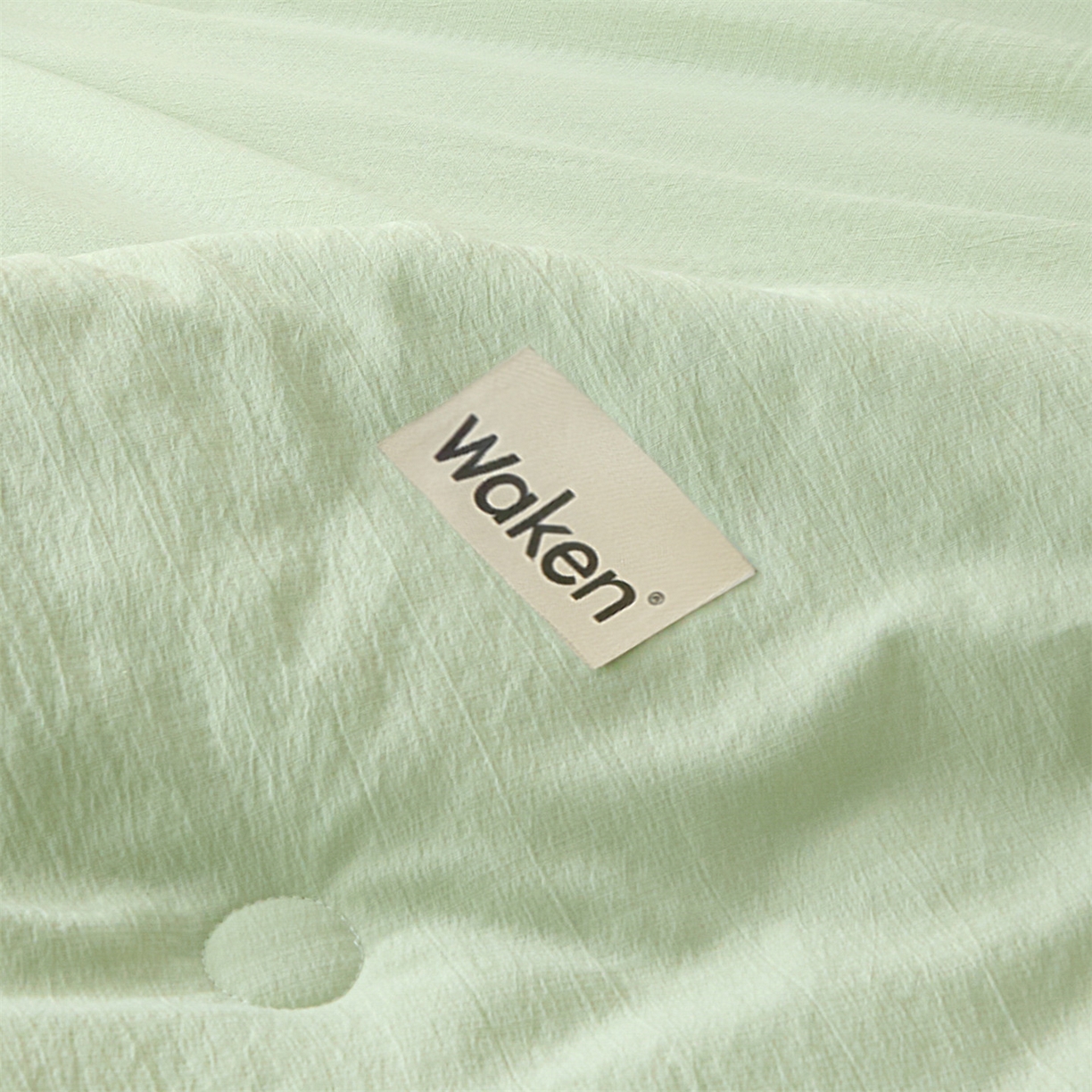 91家纺网 家纺一手货源 找家纺 盛秋家纺 2026新款皱皱纱贴标夏被-杰克 清新绿+军绿