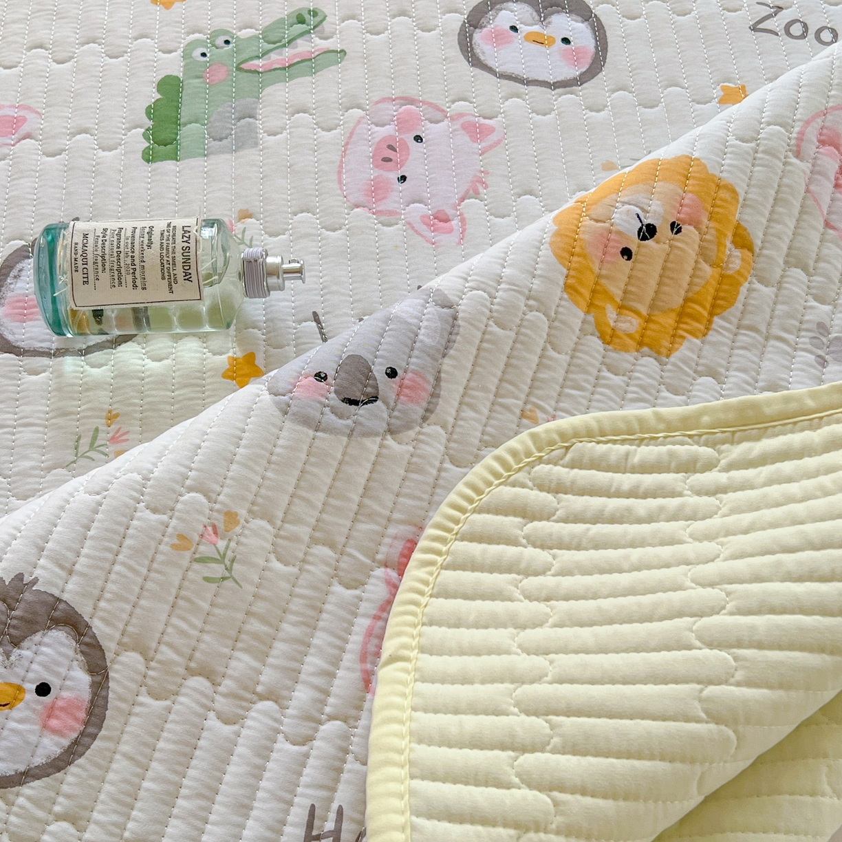 91家纺网 家纺一手货源 找家纺 优雅星家纺 2026新款A类小清新四季可用学生宿舍床单  单件夹棉炕盖床盖炕毯三件套（长期有货） 幸运乐园