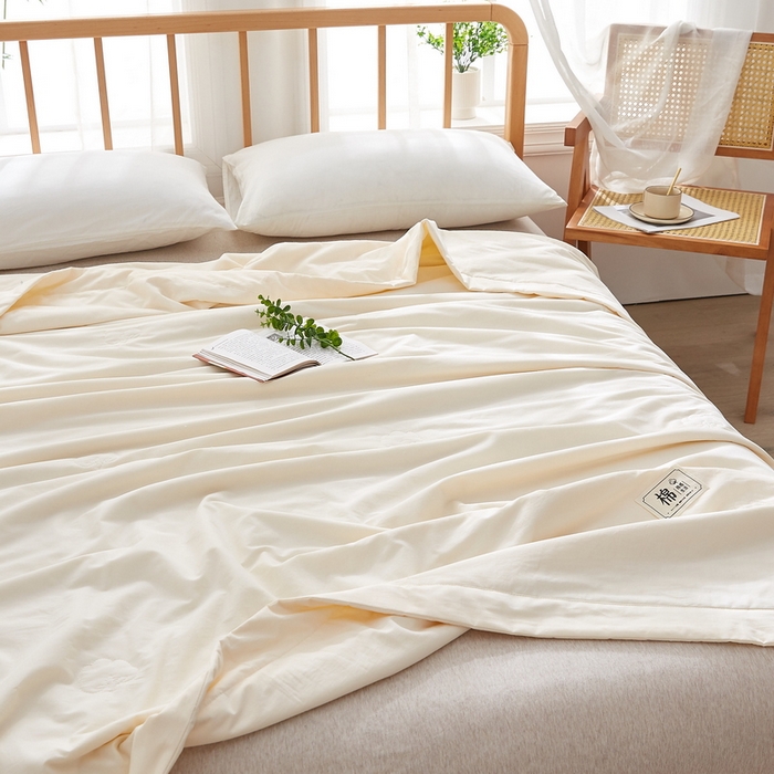 91家纺网 家纺一手货源 找家纺 猎鹿人家纺 2026新款纯色全棉水洗棉棉花夏被空调被 月光白