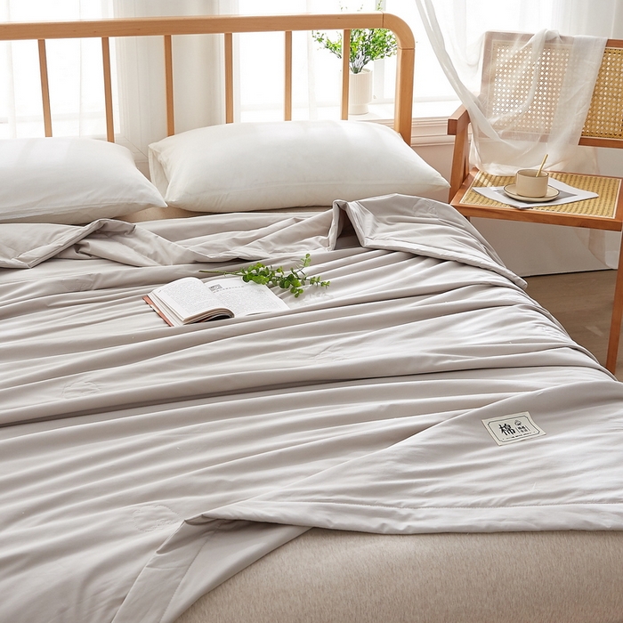 91家纺网 家纺一手货源 找家纺 猎鹿人家纺 2026新款纯色全棉水洗棉棉花夏被空调被 时尚灰