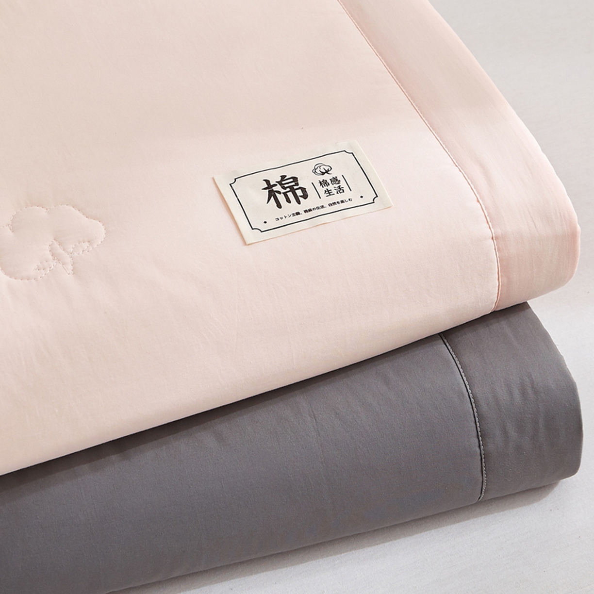 91家纺网 家纺一手货源 找家纺 猎鹿人家纺 2026新款纯色全棉水洗棉棉花夏被空调被 组合