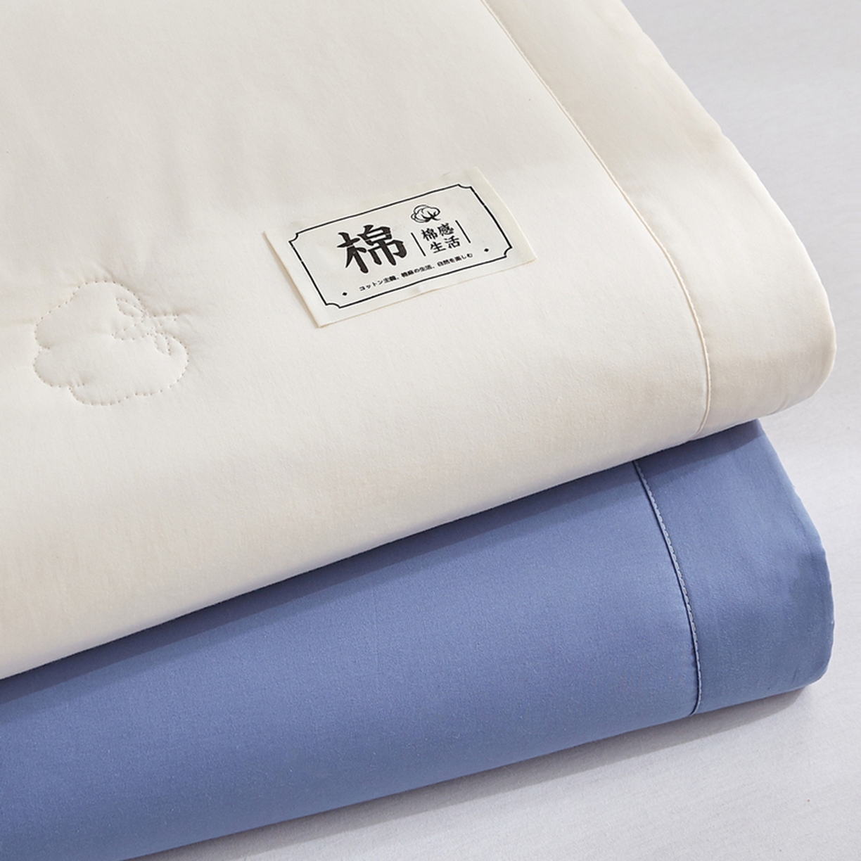 91家纺网 家纺一手货源 找家纺 猎鹿人家纺 2026新款纯色全棉水洗棉棉花夏被空调被 组合