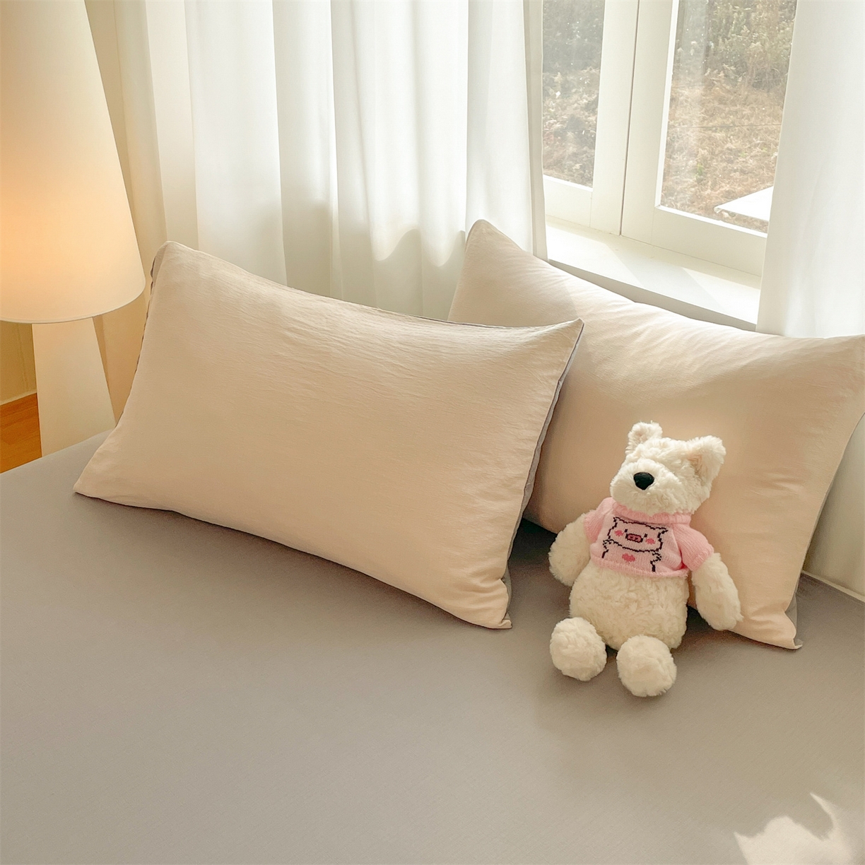 91家纺网 家纺一手货源 找家纺 盛秋家纺 2026新款皱皱纱散点绣夏被-妮可 小熊梧桐杏