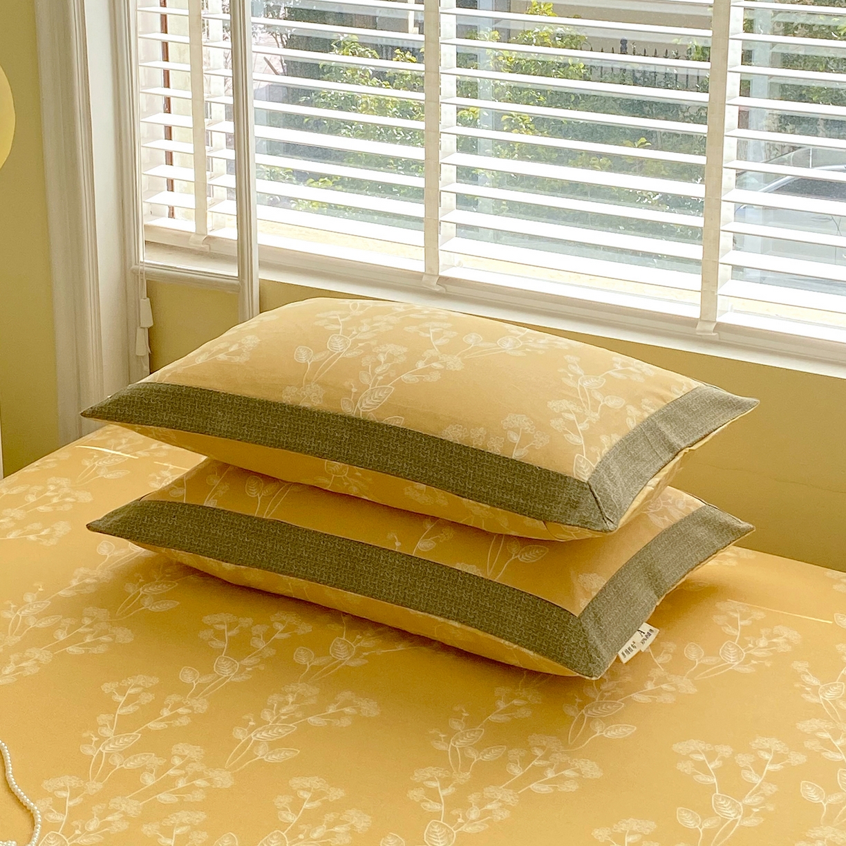 91家纺网 家纺一手货源 找家纺 春皖家纺 2026新款全棉老粗布工艺款单枕套枕套单件 如梦黄