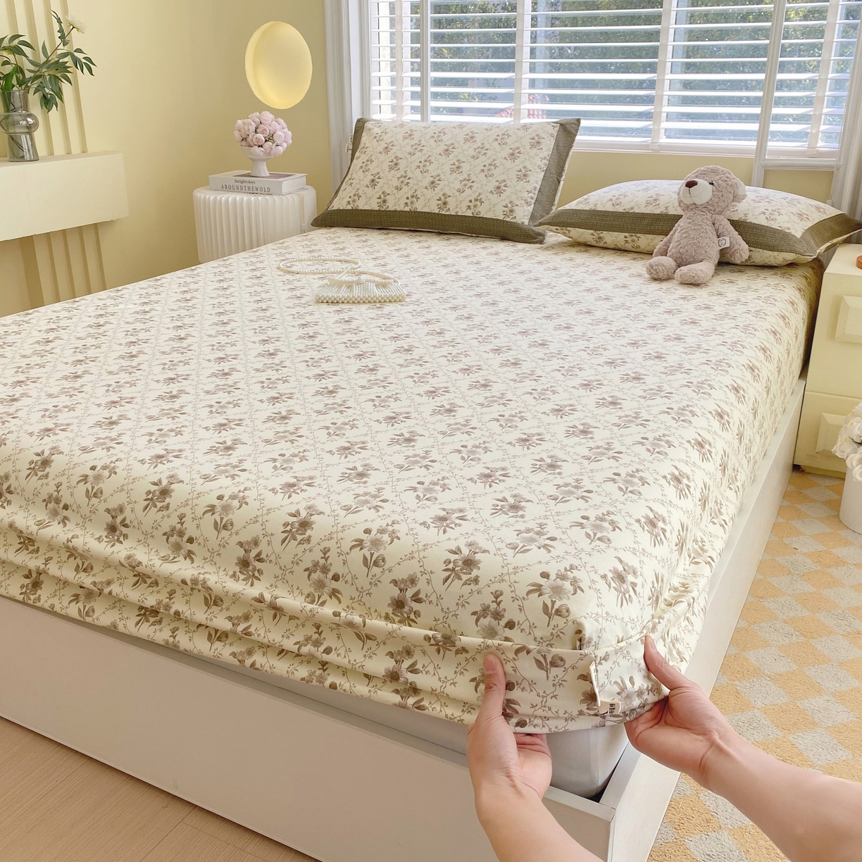 91家纺网 家纺一手货源 找家纺 （总）春皖家纺 2026新款全棉老粗布工艺款单床笠床笠单件