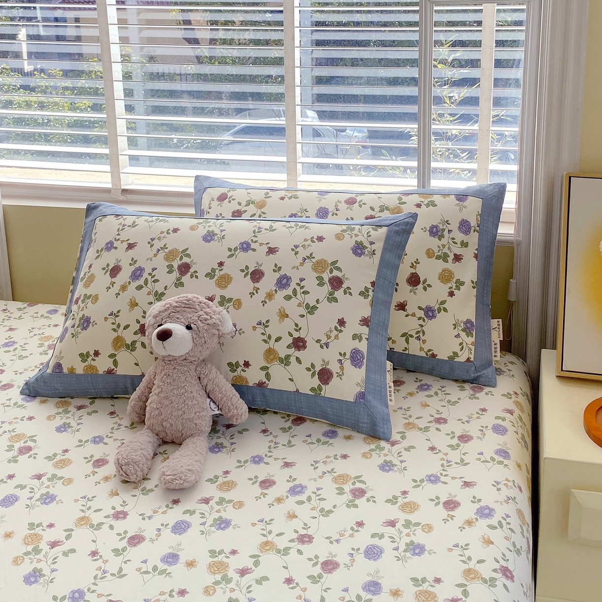 91家纺网 家纺一手货源 找家纺 春皖家纺 2026新款全棉老粗布工艺款单枕套枕套单件 田园梦